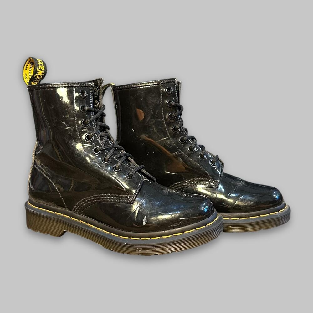 Dr. Martens Women’s Patent Leather Combat Boots - Black, Size 6